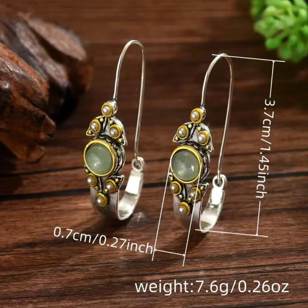Vintage  gold color Boho Hook Earrings – Gold & Silver